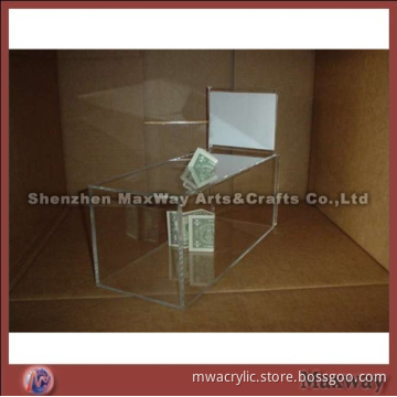 Large Transparent Cubical Acrylic/Perspex Suggestion/Donation Box